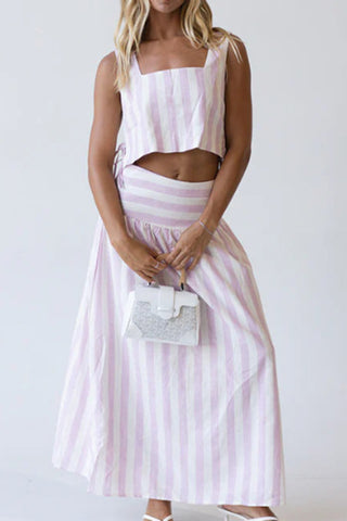 Striped Two-Piece Skirt Set