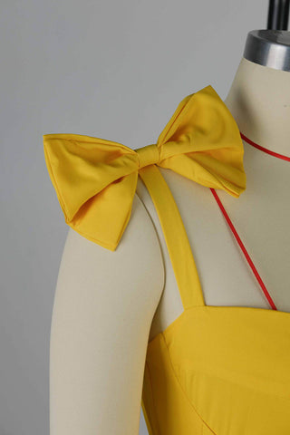 Ruffled Bow-Shoulder Casual Dress