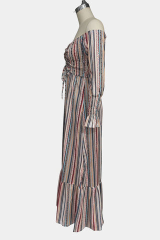 Off-Shoulder Patterned Maxi Dress