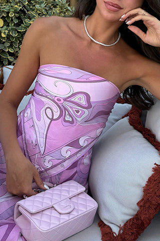 Strapless Printed Skirt Set