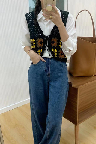 Crochet Patterned Vintage Vest