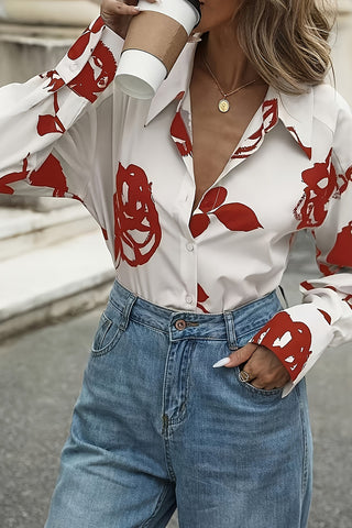 Oversized Graphic Button-Down Shirt