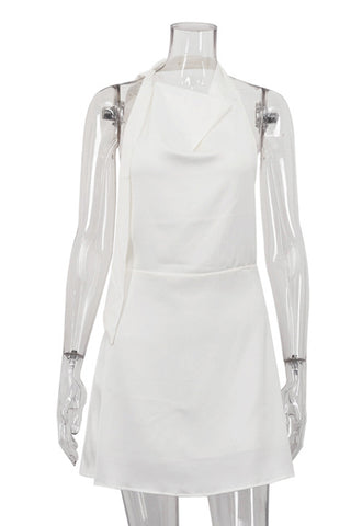 Tie-Neck Halter Casual Dress