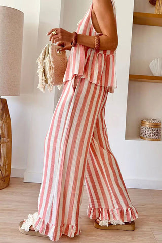 Striped Sleeveless Pants Set