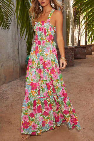 Floral Strappy Vacation Maxi Dress