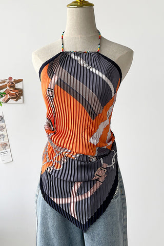 Pleated Halter Tank Top