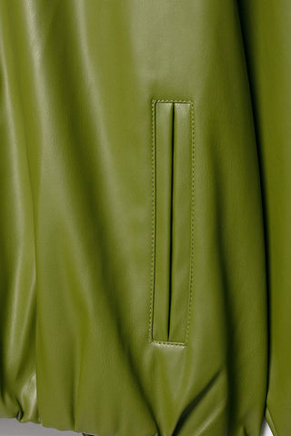 Stand Collar Zip-Up Faux Leather Jacket