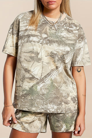 Relaxed Fit Camouflage Short Set