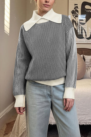 Striped Collared Sweater