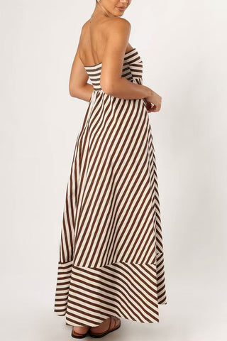 Strapless Striped Maxi Dress