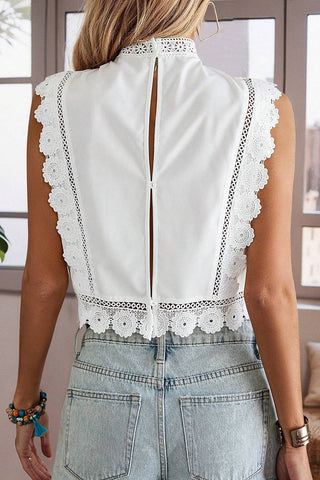 Floral Lace Trim Tank Top