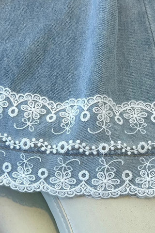 Lace Hem Straight Jeans