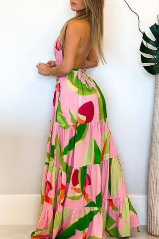 Tropical Halter Maxi Dress