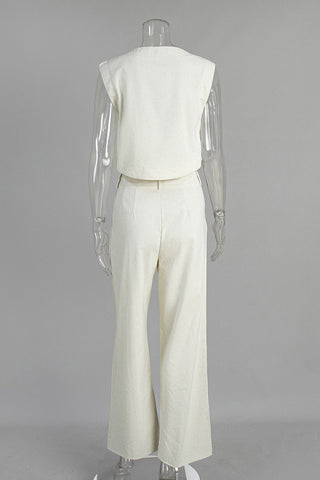 Sleeveless Crop Top and High-Waist Pants Set