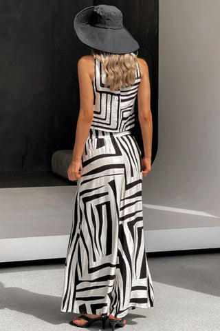 Geometric Print Wide-Leg Pants Set