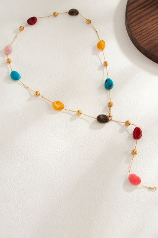 Multi-Stone Chain Lariat Necklace