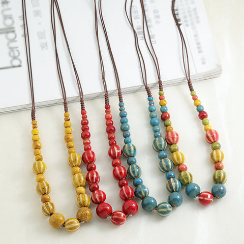 Boho Beaded Cord Necklace
