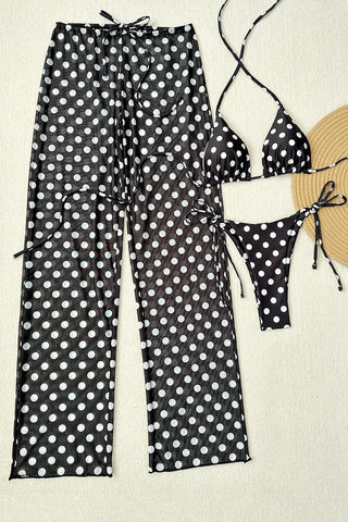 Polka Dot Bikini Set with Cover-Up