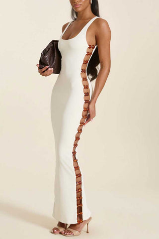 Square Neck Side-Cutout Maxi Dress
