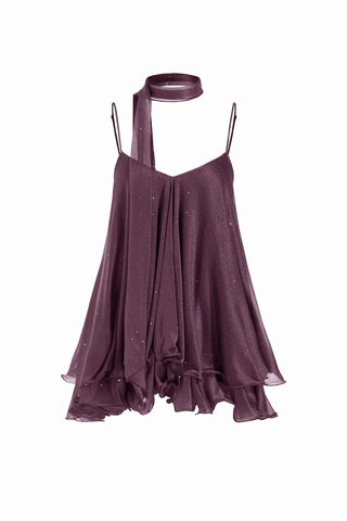 Ruffle Hem Spaghetti Strap Mini Dress