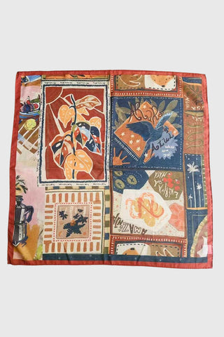 Vintage Collage Print Square Scarf