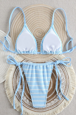 Striped Bikini Set with Tie Details
