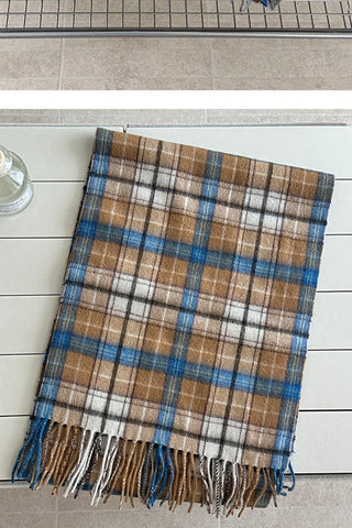 Fringe Detail Checkered Scarf
