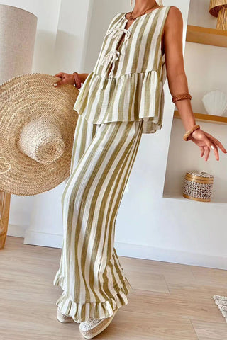 Striped Sleeveless Pants Set