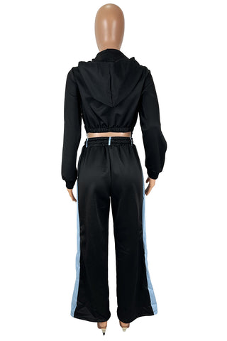 Two-Tone Zip-Up Pant Set