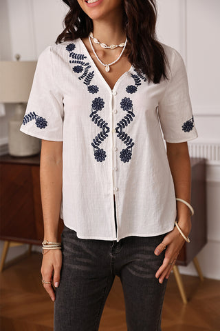 Floral Button-Front Blouse