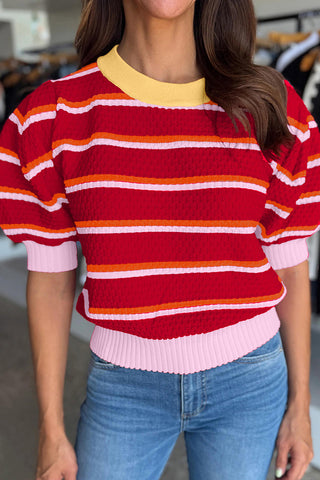 Striped Puff Sleeve Sweater