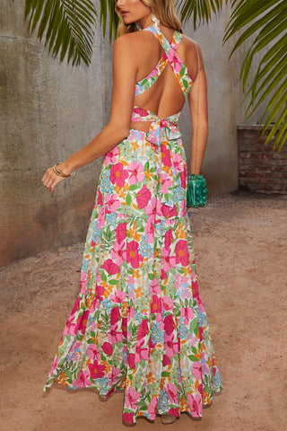 Floral Strappy Vacation Maxi Dress