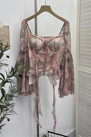 Flowing Floral Peasant Blouse