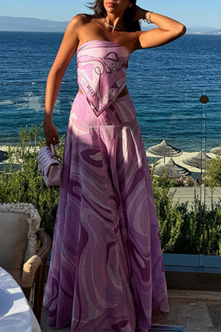 Strapless Printed Skirt Set