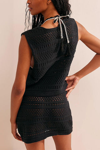 Crochet Tie-Front Top & Skirt Set