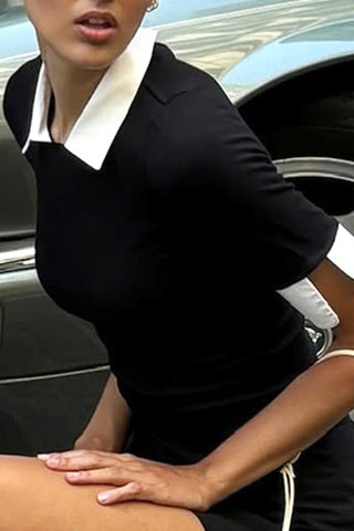 Contrast Collar Short Sleeve T-Shirt