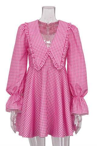 V-Neck Ruffled Casual Dress