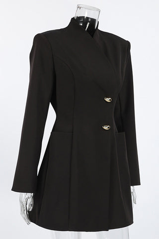 Elegant Button-Front Blazer Dress