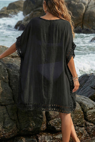 V-Neck Lace-Trim Blouse