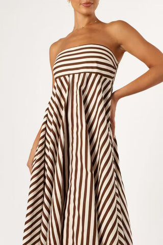 Strapless Striped Maxi Dress