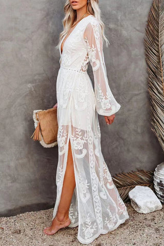 Lace Overlay Maxi Dress