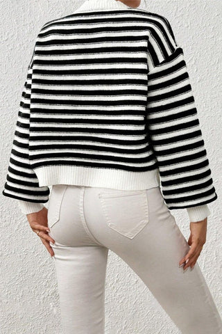 Striped Button-Front Cardigan Sweater