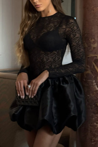 Lace Long Sleeve Bubble Dress