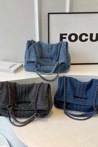 Flap Chain Strap Slouchy Shoulder Bag
