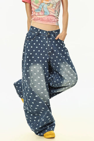 Polka-Dot Barrel Jeans