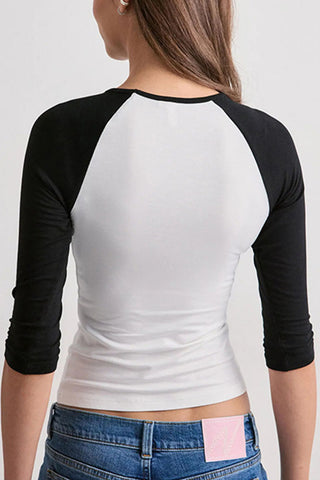 Contrast Raglan Sleeve Fitted Top