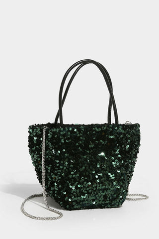 Sequin Bucket Bag with Chain Strap