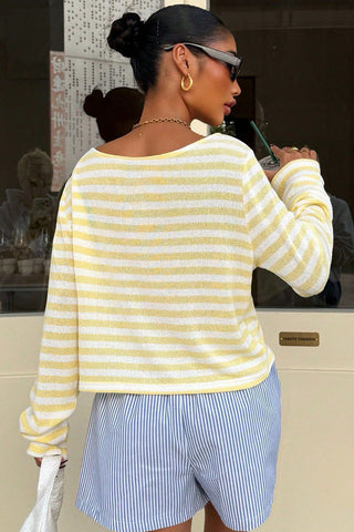 Striped Off-Shoulder Knit Top
