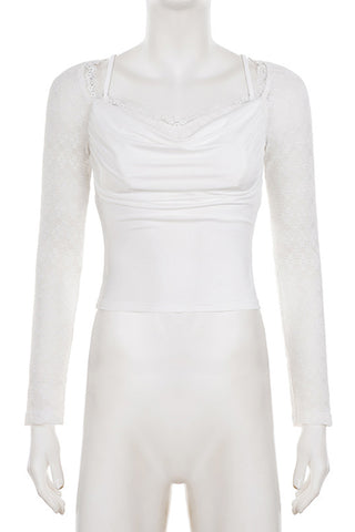 Lace Trim Long Sleeve T-Shirt