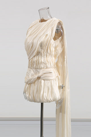 Draped Shoulder Detail Evening Dress